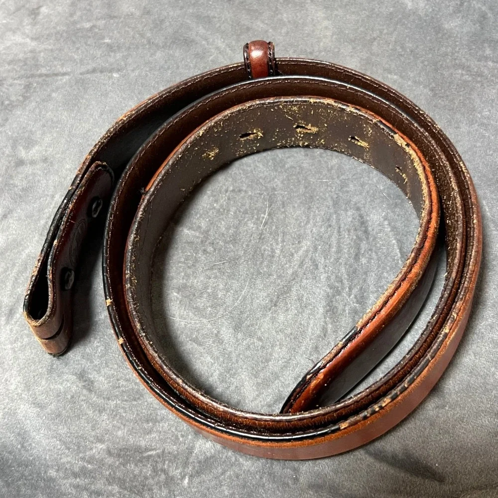 Vintage Silver Creek Classics Brown Leather Western Belt Size 40 Stone Buckle